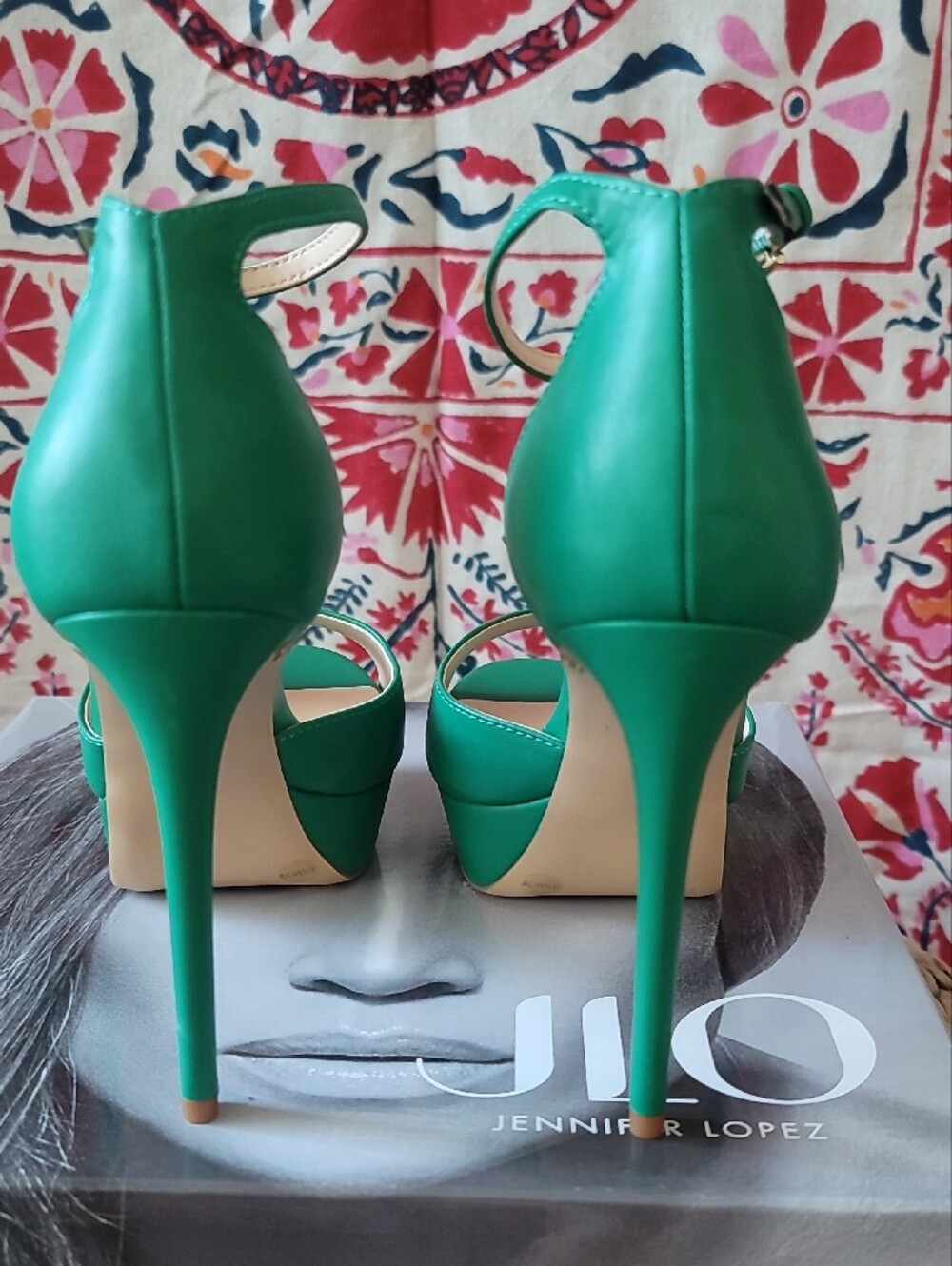NWT J Lo Whimsgoth Emerald Open Toe Ankle-Strap Platform Stiletto Heel - Picture 4 of 14